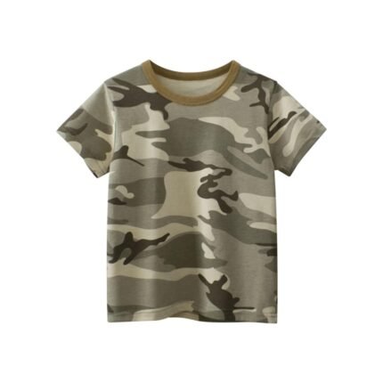 Camouflage Kids Cotton Short Sleeve Crewneck T-Shirt