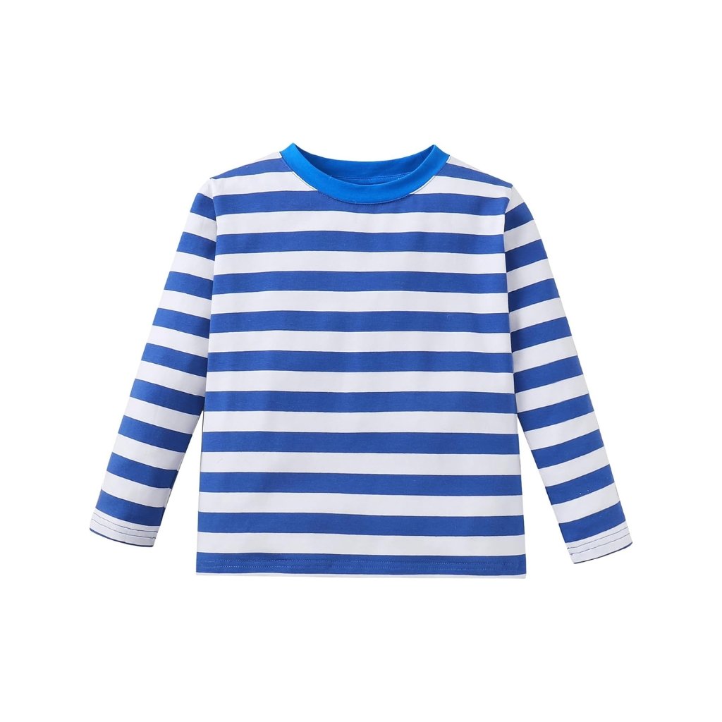 Long Dark Blue White Kids Striped Long Sleeve T-Shirt (2)