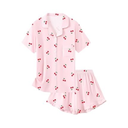 Pink Cherry Girls 2-Piece Button-Down Pajama Set